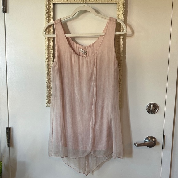 BELLAMBRA | Silk Tank Top Powder Pink Size Scoop Neck Viscose Lined - Picture 2 of 16